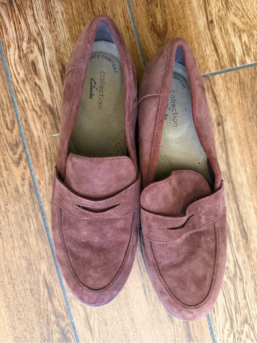 Clarks Men's Suede Penny Loafers in Rust